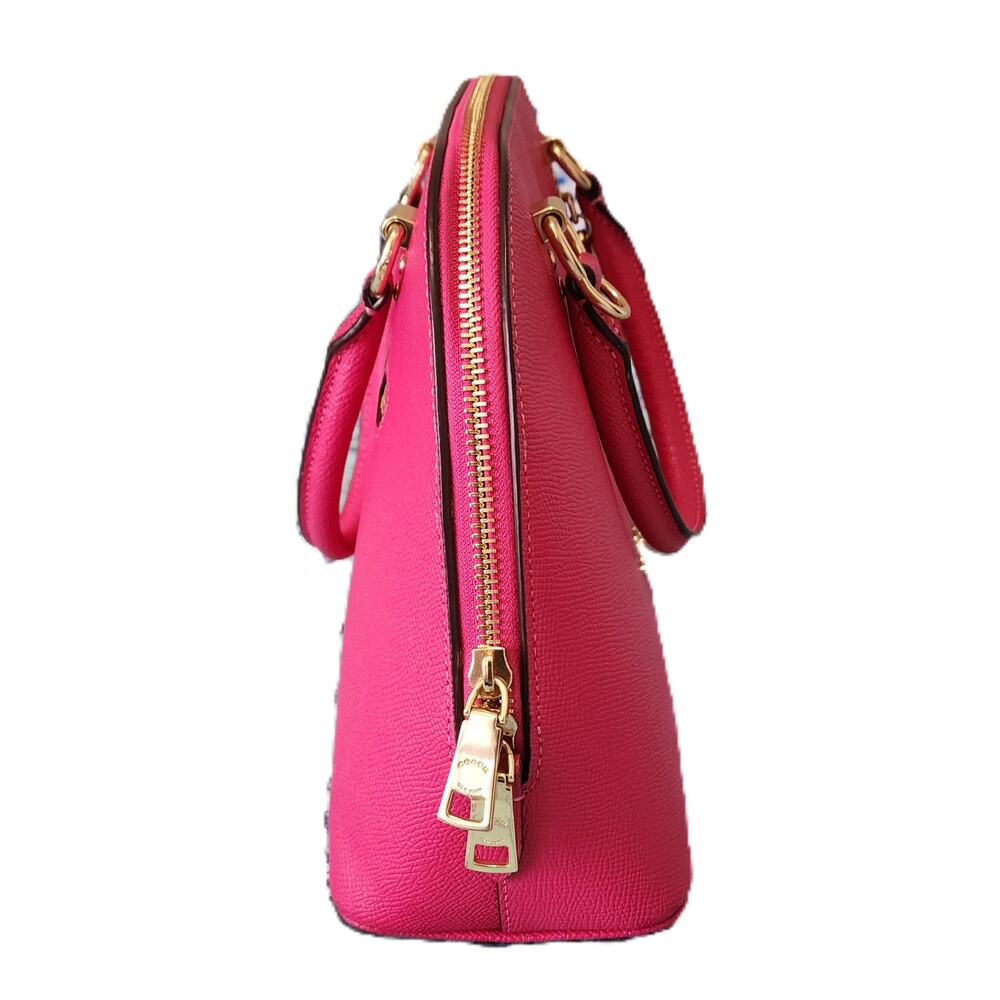 Coach Katy Crossgrain Leather Signature Canvas Logo Strap Dome Satchel - Picture 4 of 13